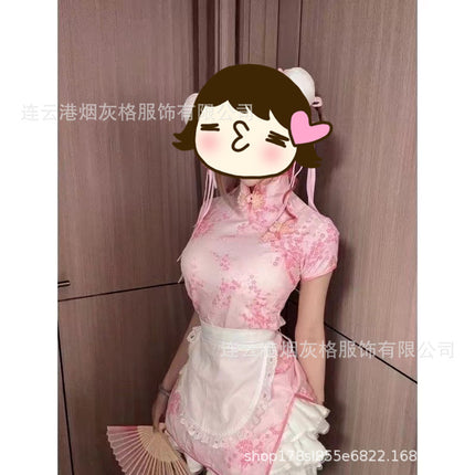 Zhonghua Niang Cheongsam Sexy Underwear Apron Pure Wish Maid Two-Piece Maid Japanese Retro Skirt Summer Short Skirt