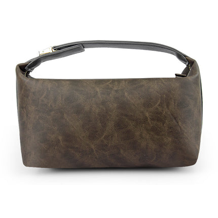 Retro crazy horse pu leather new cross-border cosmetic bag Europe and the United States large capacity travel multi-functional portable washing and storage bag