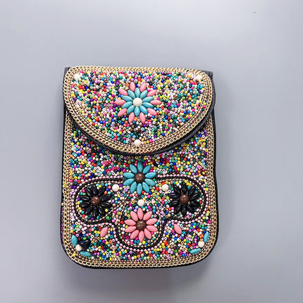 Bohemian Women's Mobile Phone Bag Xinjiang Inner Mongolia Yunnan Travel Souvenir Retro Heavy Industry Rice Bead Shoulder Bag