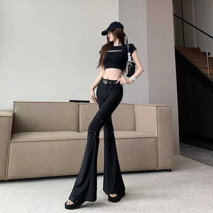 Design black slimming versatile leggings cross-border women's clothing spring and summer new high waist slim mop horseshoe pants