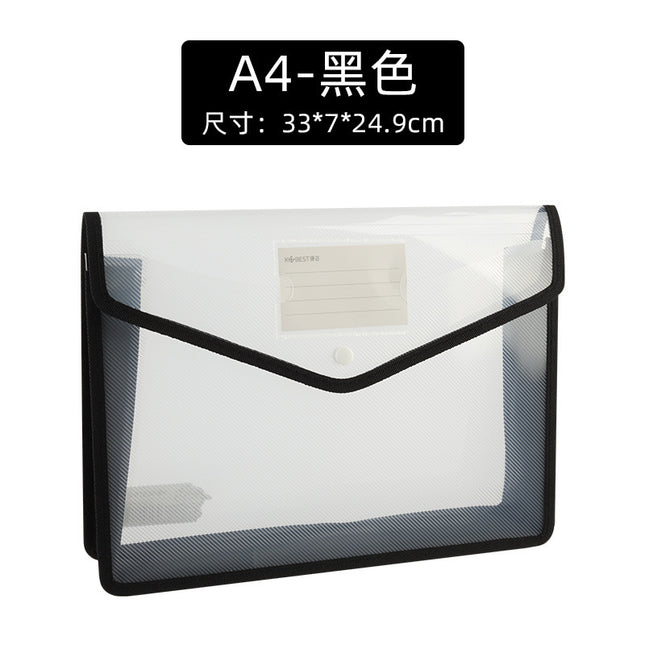 Kangbai Thickened Transparent Organ Bag Large Capacity A4 Horizontal Three-Dimensional Snaps Bag Student Test Paper Storage File Bag