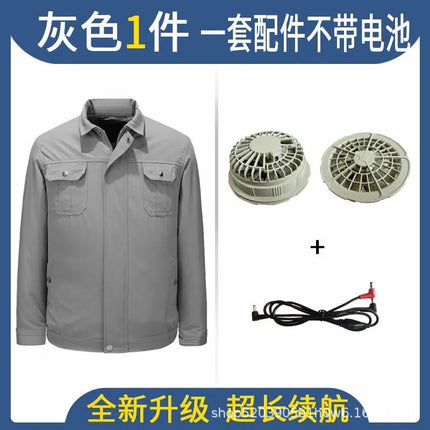 Cross-border supply air conditioning clothes summer outdoor worker labor protection work clothes short sleeve air conditioning shirt fan clothes coat