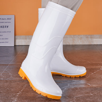Food Hygiene Boots White Non-slip Labor Protection Rain Boots Wear-resistant Acid and Alkali Resistant Senior high school Low Tube Water Shoes Food Factory Work Shoes