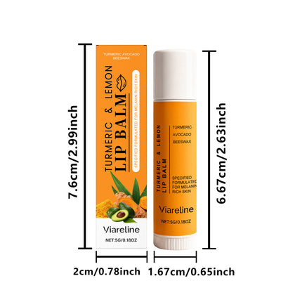Turmeric Lemon Lip Balm Hydrating Fade Lip Lines Smooth Gloss Lighten Melanin Remove Dark Lip Dead Skin Soft Nourishing Lip Care
