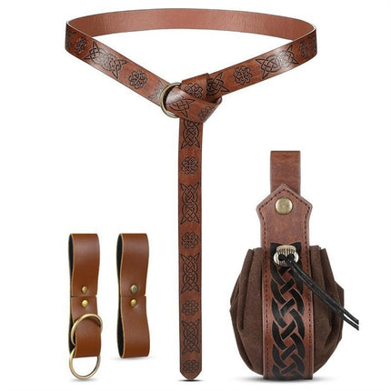 Carnival Renaissance Costume Accessories suit Medieval Knight Belt Wrist Bracer Halloween Magic Bag Props