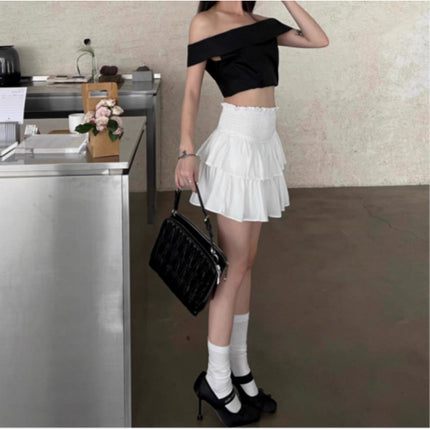 [Original Recipe] Korean Summer New Style Ballet Girl Style Elastic Cake Skirt, Fashionable Double-Layered Mini Skirt
