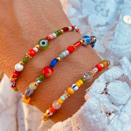 Cross-border Explosions Mixed Color Glass Bracelet Fashion All-match Exotic Color Crystal Bracelet Eye Design Stall