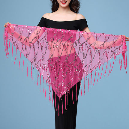 Belly Dance Waist Chain Sequin Tassel Triangle Scarf Performance Hip Scarf Practice Waist Chain Waist Scarf Hip Scarf Clothing Belt Wholesale