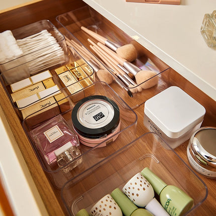 Desktop drawer transparent sundries cosmetics stationery pen note hand account tableware storage box mirror cabinet organizing box