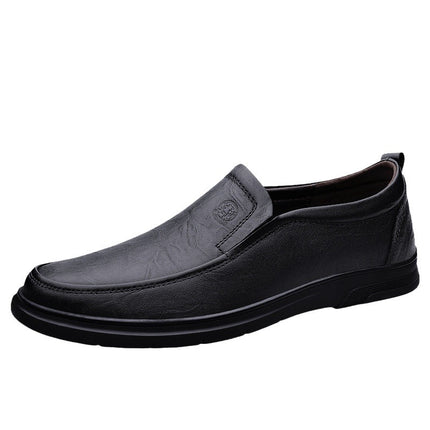 Cross-border plus size Business Casual Leather Shoes Men's Flat Driving Shoes Slip-on Lazy Shoes Middle-aged Four Seasons Cowhide Men's Shoes
