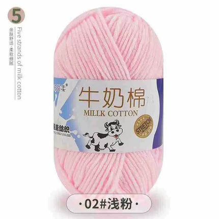 Five-Strand Milk Cotton Yarn Wholesale Medium-Thick Yarn Crochet Doll Shoes Scarf DIY Knitting Material Kit Crochet