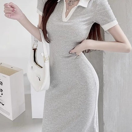 High-end polo French first love sweet knitted dress versatile age-reducing casual dress for women temperament slimming trendy