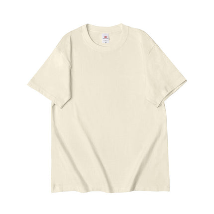 220g Cotton Three-Needle Round Neck Loose Shoulder Short-Sleeved Men's Summer T-Shirt Export Cross-Border Light Board Bottoming Shirt