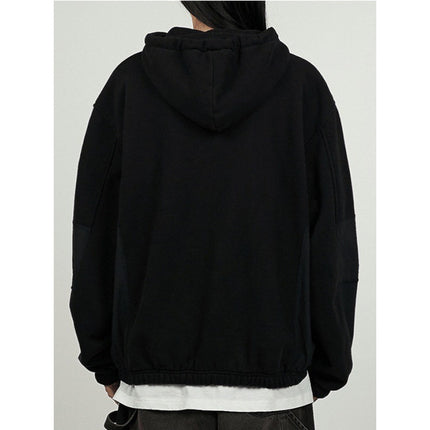 In Stock! Spell2024 Winter New Product Splicing Hooded Sweatshirt Casual Half-Zip Sports Hooded Top for Women