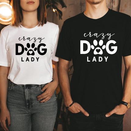 Foreign trade cross-border Crazy dog lady printed short sleeve round neck T-shirt European and American men's and women's summer loose-fitting jacket