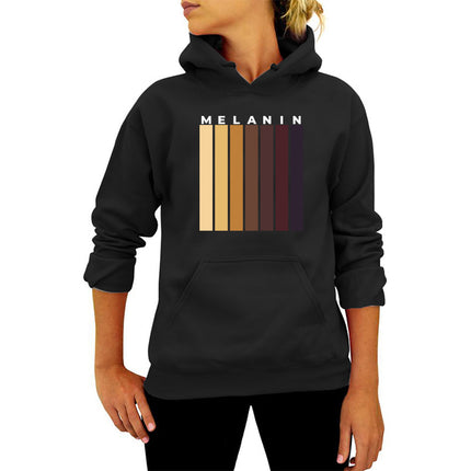 MELANIN striped printed hooded sweater autumn and winter European and American women's top loose Amazon foreign trade cross-border