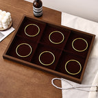 Walnut interior burgundy 6-grid plate