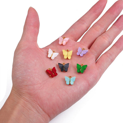 AliExpress Alloy Acrylic Butterfly Pendant Handmade Pendant DIY Earrings Accessories Bracelet Necklace Jewelry