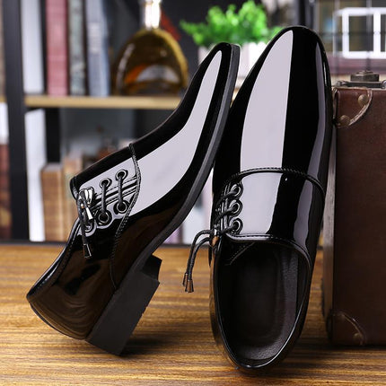Men's Casual Leather Shoes, Fashionable and Versatile Leather Shoes, Formal Business Men's Shoes, Pointed Toe Bright Leather Office Wedding Men's Shoes