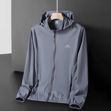 Summer Solid Color Simple Zipper Outdoor Hooded Sun Protection Jacket Breathable and Lightweight Outdoor Jacket