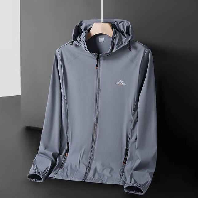 Summer Solid Color Simple Zipper Outdoor Hooded Sun Protection Jacket Breathable and Lightweight Outdoor Jacket