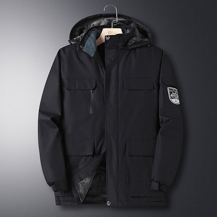 Men's fleece-lined Thickened Winter Men's Warm Cotton-padded Jacket Dad's Winter Coat Windproof Cold-resistant Cotton-padded Jacket for Men