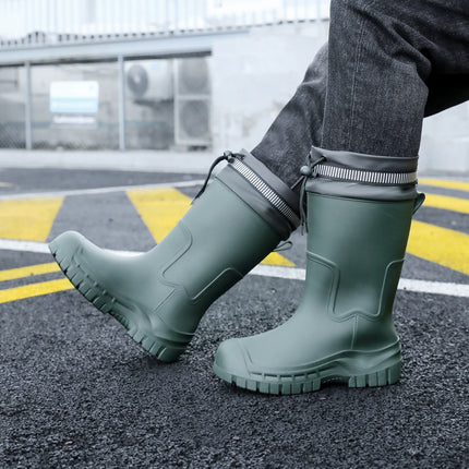 Rain Boots Men's Mid-Tube Adult Fishing Non-Slip Lightweight 2025 New Men's Rain Boots Waterproof Fleece-Lined Rubber Shoes Water Shoes
