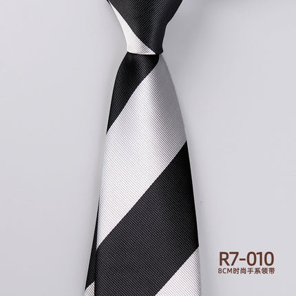 Korean-style British Business Dress Brown Green Suit Shirt Accessories All-match Retro Hand-Style 8cm Striped Tie for Men
