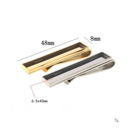 Titanium Steel Creative Jewelry Tie Clip DIY Personalized Clothing Empty Holder Clip Gold Groove Metal Tie Clip in stock