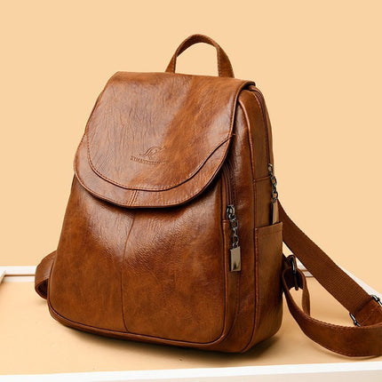 New Soft Leather Women's Backpack Women's 2024 New Fashionable Pure Soft Leather Backpack Large Capacity Student Schoolbag Women's Bag