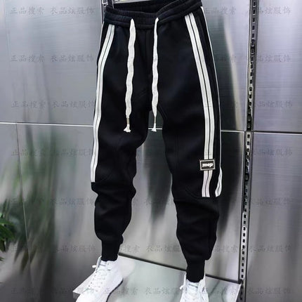Foreign Trade Autumn and Winter New Casual Sweatpants Men's Trendy Brand Stitching Pants with Sticks and Pants Internet Popular Elastic Waist Stretch Haren Pants