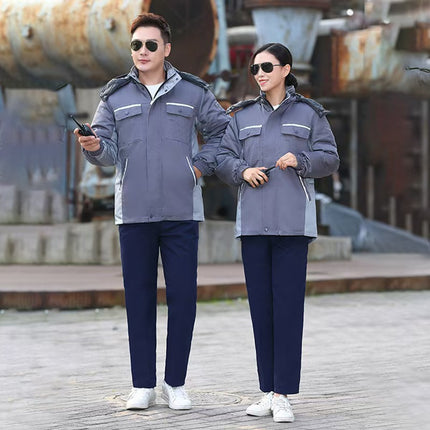 Winter Cotton Workwear Autumn and Winter Stain-Resistant Tops with Removable Lining Anti-Static Labor Protection Clothing Manufacturer Wholesale Workwear