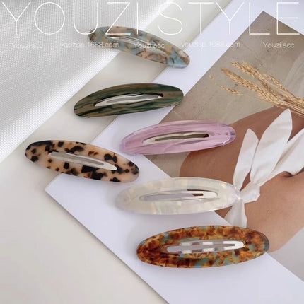 Korean-Style Acetate Oval Side Bangs Clip Ins-Style Simple Temperament Bb Clip Bobby Pin Hairpin Women's Hair Accessory