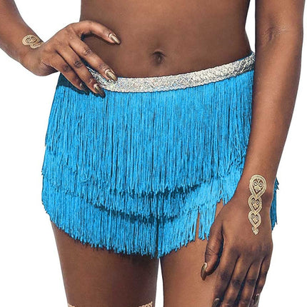 Cross-border encrypted tassel waist towel hip towel Latin dance strap waist chain belly dance practice tassel lace-up skirt