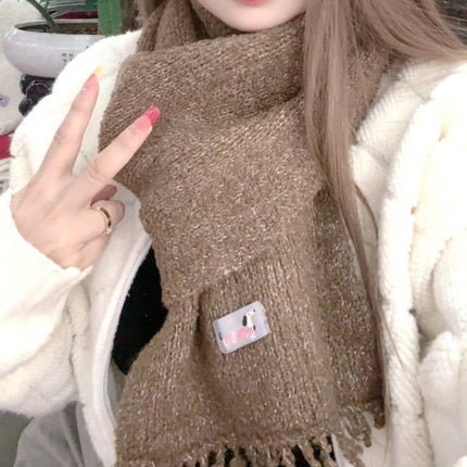 Whitening Wool Knitted Wool Scarf for Girls Winter 2025 New Versatile High-End Warm Scarf Green