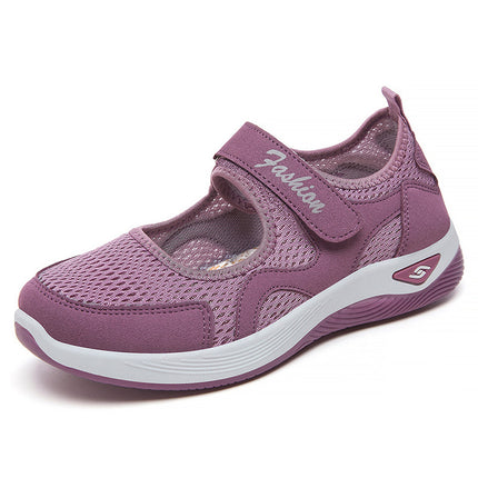 Shoes for Women 2025 Summer New Walking Shoes Mesh Breathable Women's Shoes Middle-Aged and Elderly Mother's Shoes Velcro Flats