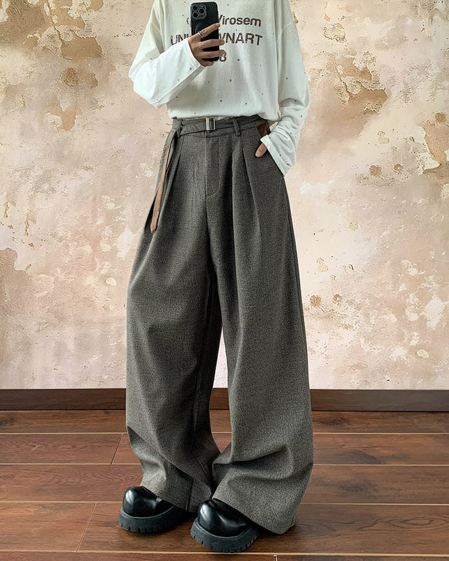 2025 New Loose Casual Pants for Men Korean Style Trendy Versatile Pants Summer Thin Drape Wide-Leg Floor-Length Trousers