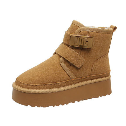 2025 New Winter Thick-Soled Height-Increasing Trendy Fashion Snow Boots with Velcro Design, Fleece-Lined, Warm and Thickened Short Boots