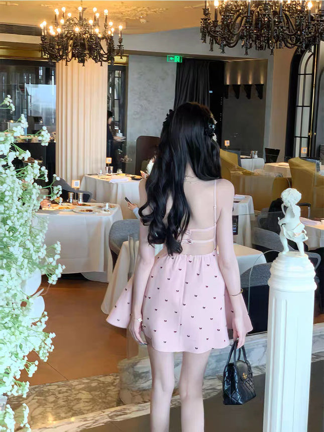 Swan er French dress Women's 2025 Early Spring New Sexy Backless Slip Skirt A- line Skirt Waist Skirt