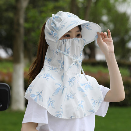 Spring and Summer Sunscreen Mask Neck Protection Integrated Hat Women's Sunshade Hat Outdoor Tea Picking Work Face Covering UV Protection