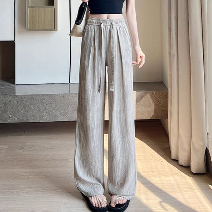 Ice Silk Wide-Leg Pants for Women, Summer Thin Loose Quick-Dry Sports Pants, Casual Straight-Leg Cool Pants, Mosquito-Proof and Sun-Protection Pants