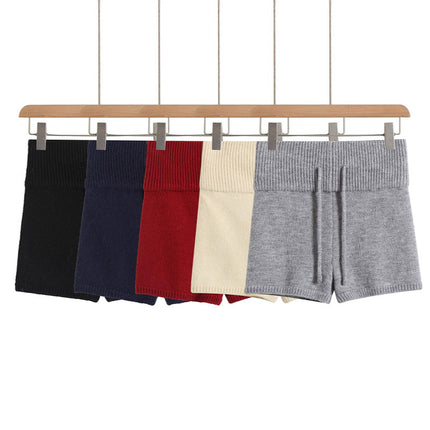Wholesale hot girls sexy low waist slim hip knitted shorts women's elastic tight drawstring solid color knitted hot pants tide