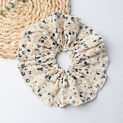 Korean Retro Niche Floral Scrunchie Black High-End Hair Tie 2025 New High-Quality Versatile Hair Accessory