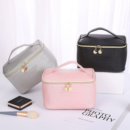 New Cross Pattern Pu Leather Cosmetic Bag Waterproof Storage Toiletry Bag Portable Multi-Functional Skin Care Product Storage Cosmetic Bag