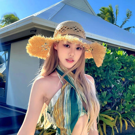 American Retro High-End One-Piece Green Corrugated Cross Halterneck Sexy Bikini Island Resort Hot Spring Swimsuit for Women