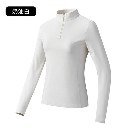7A Antibacterial Half-Zip Stand-Up Collar Fleece-Lined Sweatshirt for Men and Women Far Infrared Heating Casual Sports Elastic Quick-Drying T-Shirt