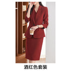 Wine red suit 23802 wine red dress / S