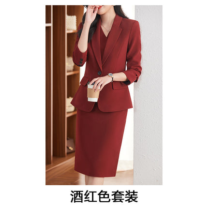 Blue suit suit female 2024 spring and autumn long sleeve professional self-cultivation temperament goddess fan manager white collar tooling suit