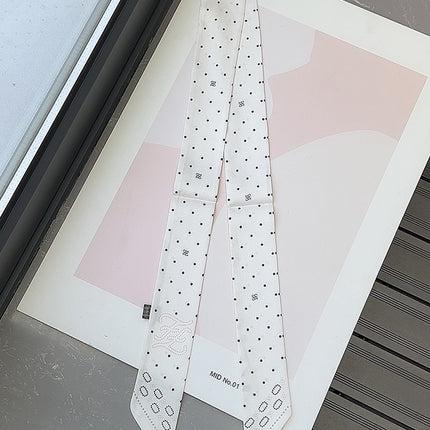 Lined Letter C Puppy Double-Layer Printed All-Match Tie Bag Ribbon Hair Band Ribbon Women's Decorative Small Scarf