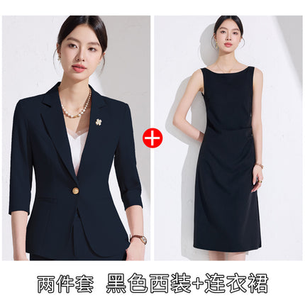 Business attire women's pants suit 2025 spring and summer workplace formal attire interview tooling seven-sleeve suit jacket ol overalls